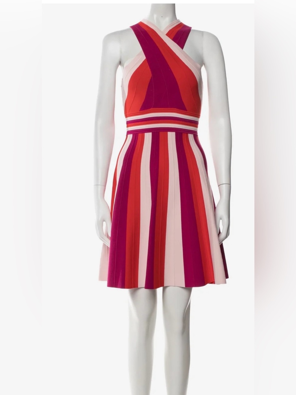 Ted Baker Striped Halter Fit-and-Flare Dress - Pink & Red & Purple